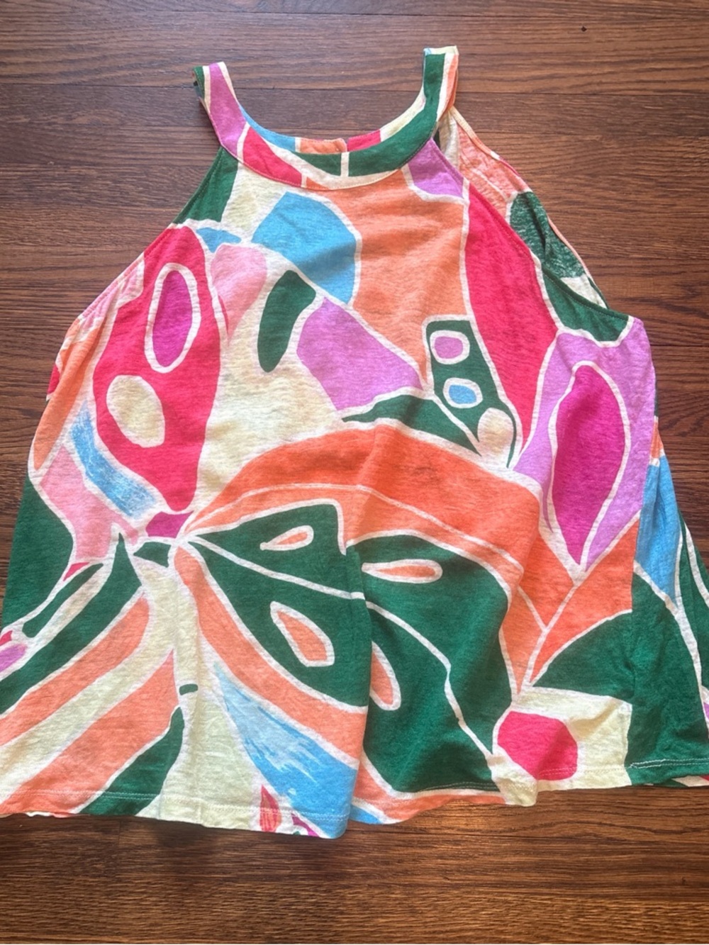 Christian Siriano Multicolor Abstract Linen Tank Top